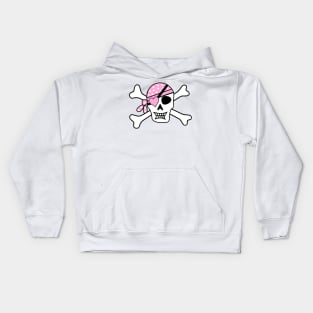 Pink Bandana Pirate Skull And Crossbones Black Jack Jolly Roger Kids Hoodie